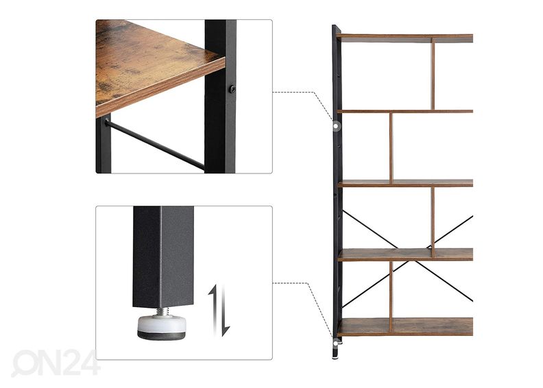 Kirjahylly 74 cm, ruskea/musta kuvasuurennos