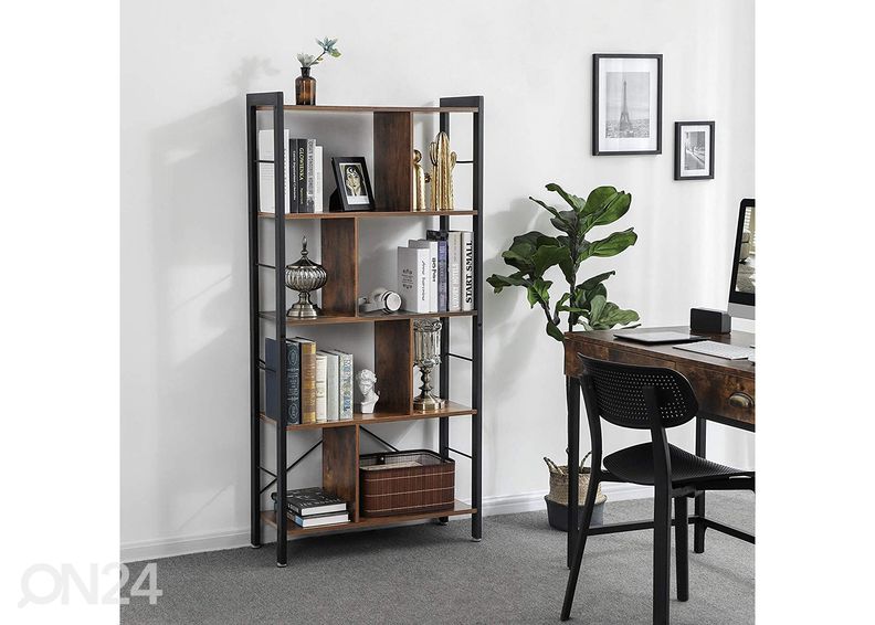 Kirjahylly 74 cm, ruskea/musta kuvasuurennos