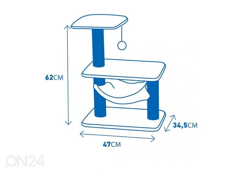 Kissan raapimispuu Tokyo 47x34,5x62 cm harmaa kuvasuurennos