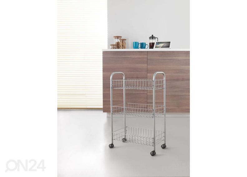 Korihylly pyörillä 3x Lugano, 41x23x63 cm, hopea kuvasuurennos