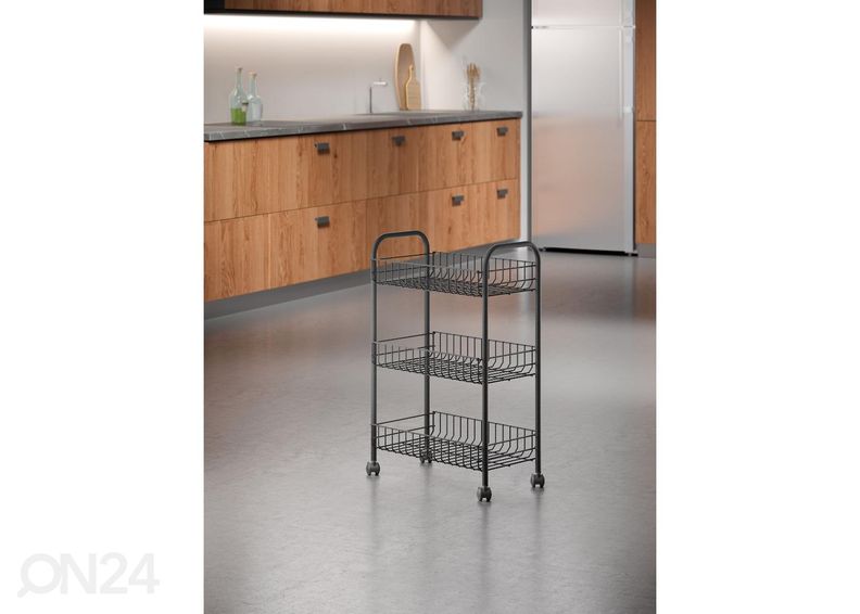 Korihylly pyörillä 3x Lugano, 41x23x63 cm, musta kuvasuurennos