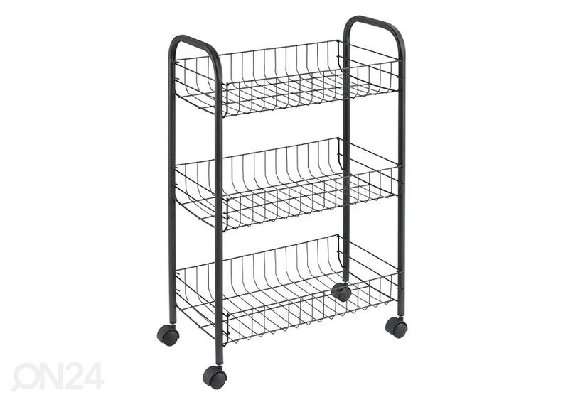 Korihylly pyörillä 3x Lugano, 41x23x63 cm, musta kuvasuurennos