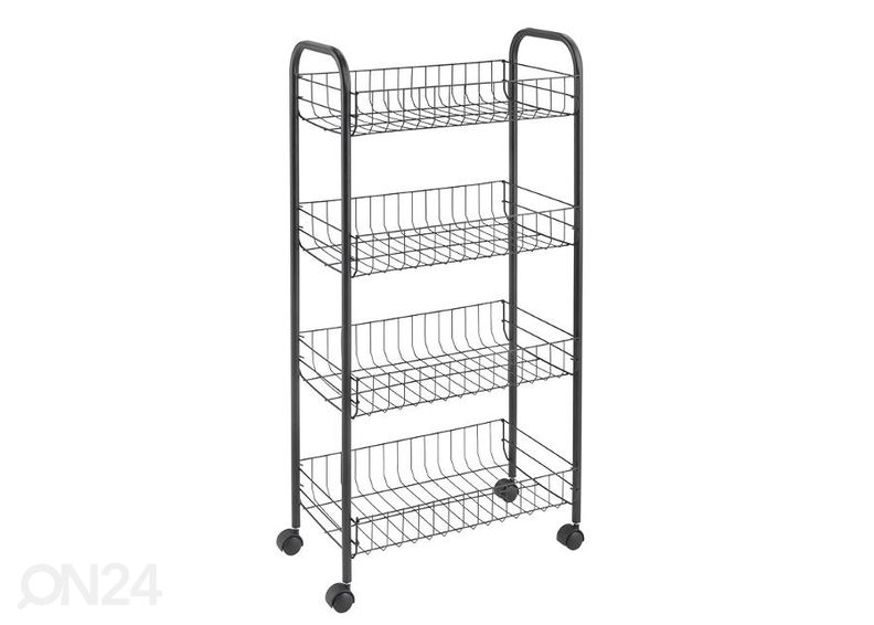 Korihylly pyörillä 4x Ascona, 41x23x84 cm, musta kuvasuurennos