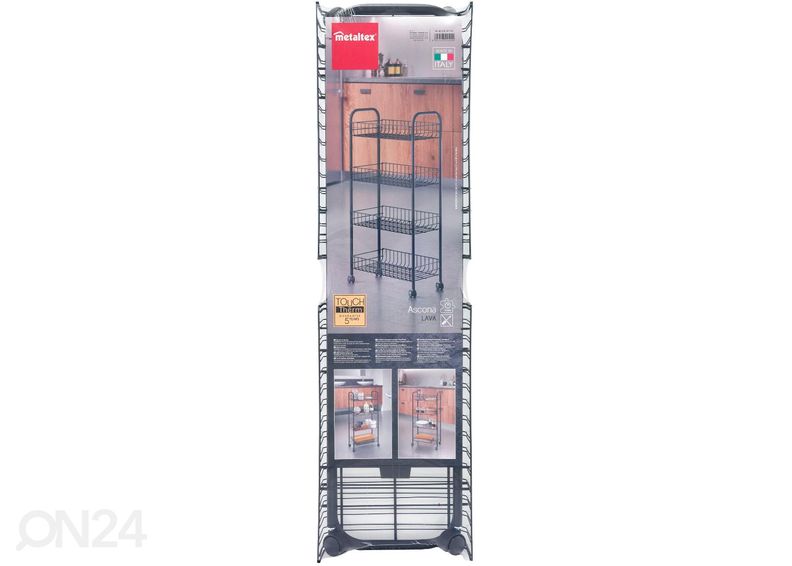 Korihylly pyörillä 4x Ascona, 41x23x84 cm, musta kuvasuurennos