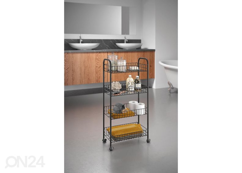 Korihylly pyörillä 4x Ascona, 41x23x84 cm, musta kuvasuurennos