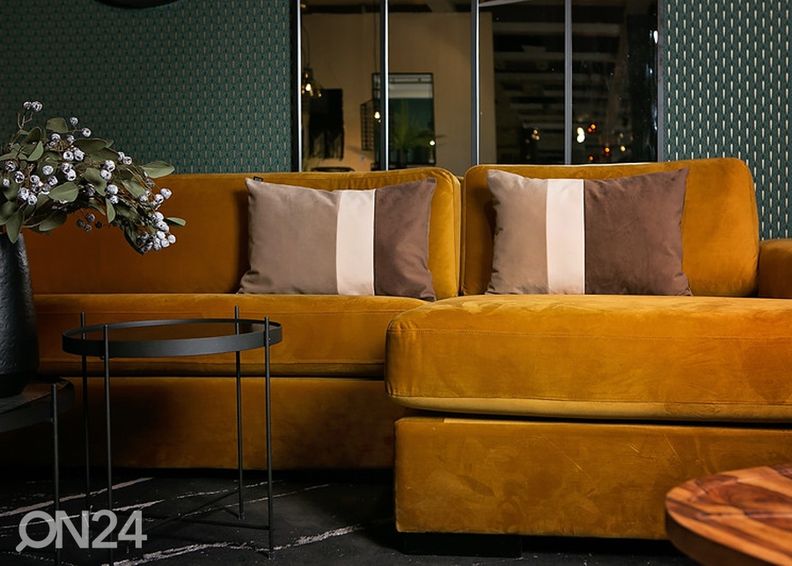 Koristetyyny Velvet Trio Midi beige & ruskea 40x60 cm kuvasuurennos