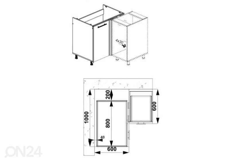 Kulmakaappi 100 cm kuvasuurennos