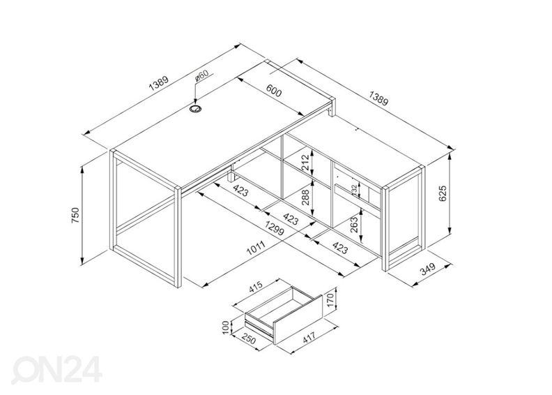 Kulmatyöpöytä Denver kuvasuurennos
