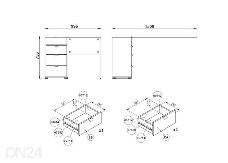 Kulmatyöpöytä Sign 150 cm kuvasuurennos