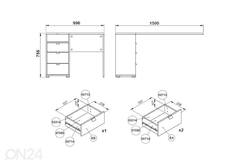 Kulmatyöpöytä Sign 150 cm kuvasuurennos