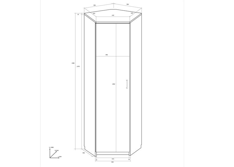Kulmavaatekaappi kuvasuurennos