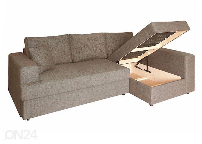 Kulmavuodesohva 2 vuodevaatelaatikolla Randa II kuvasuurennos