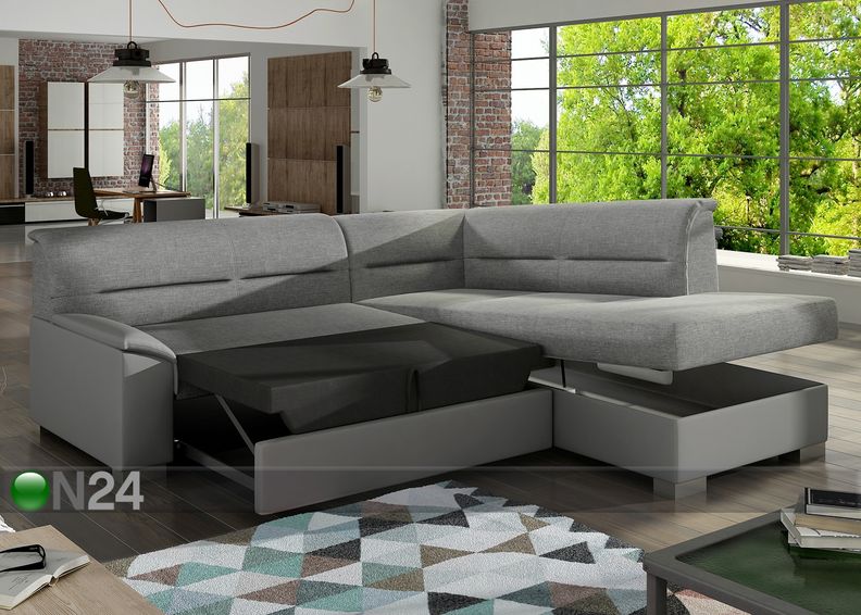 Kulmavuodesohva vuodevaatelaatikolla kuvasuurennos