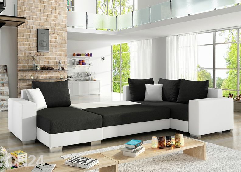 Kulmavuodesohva vuodevaatelaatikolla kuvasuurennos