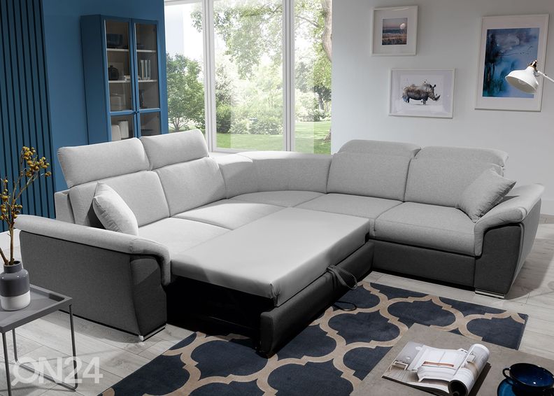 Kulmavuodesohva vuodevaatelaatikolla kuvasuurennos