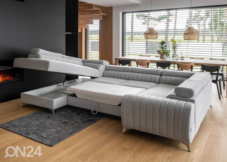 Kulmavuodesohva vuodevaatelaatikolla kuvasuurennos