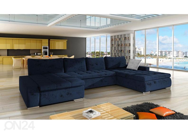 Kulmavuodesohva vuodevaatelaatikolla kuvasuurennos