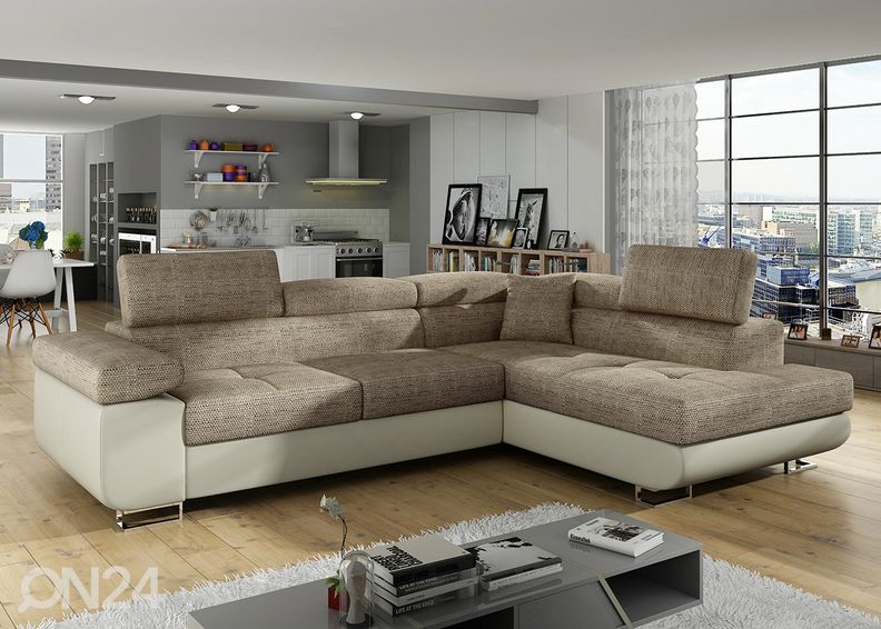 Kulmavuodesohva vuodevaatelaatikolla Bremen kuvasuurennos