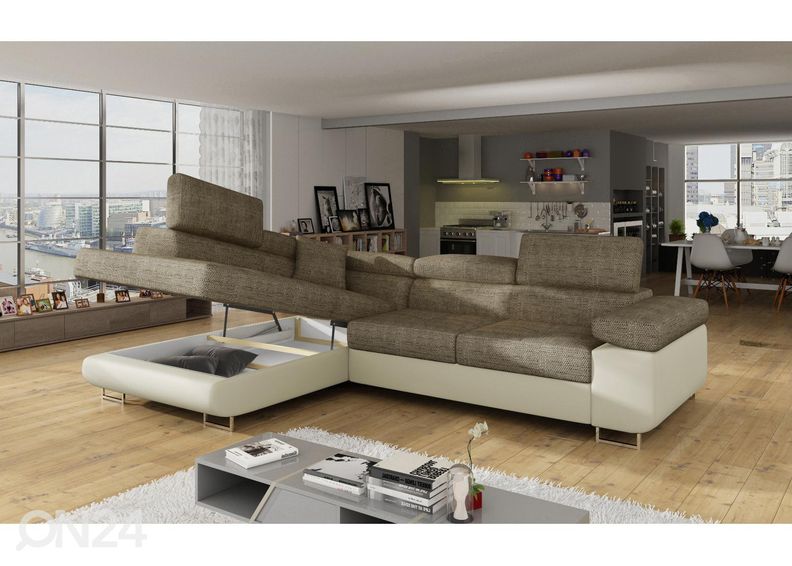 Kulmavuodesohva vuodevaatelaatikolla Bremen kuvasuurennos