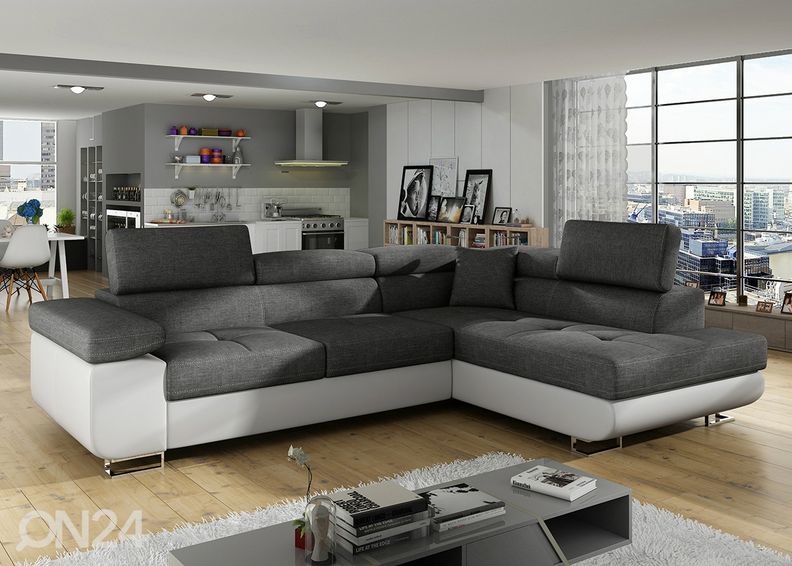 Kulmavuodesohva vuodevaatelaatikolla Bremen kuvasuurennos