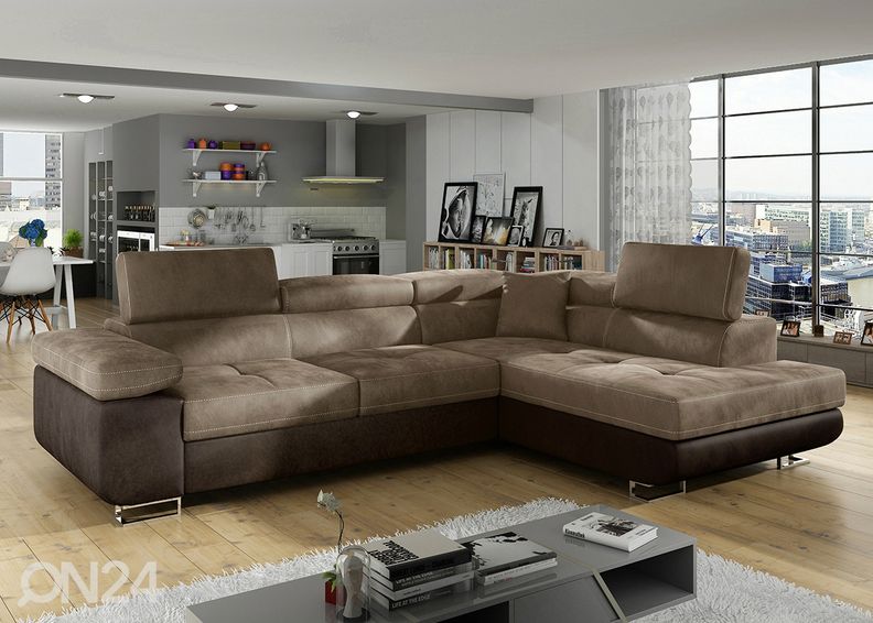 Kulmavuodesohva vuodevaatelaatikolla Bremen kuvasuurennos