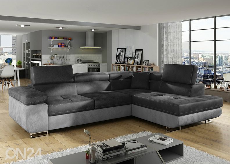 Kulmavuodesohva vuodevaatelaatikolla Bremen kuvasuurennos