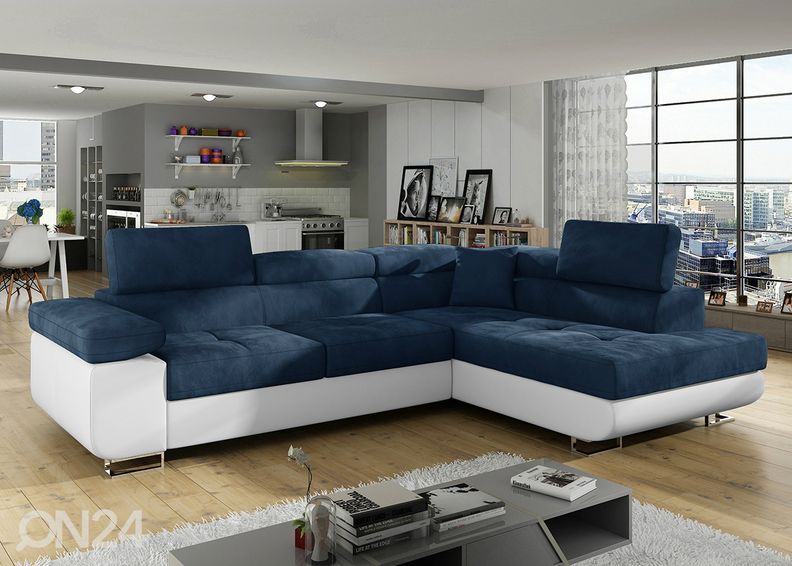 Kulmavuodesohva vuodevaatelaatikolla Bremen kuvasuurennos