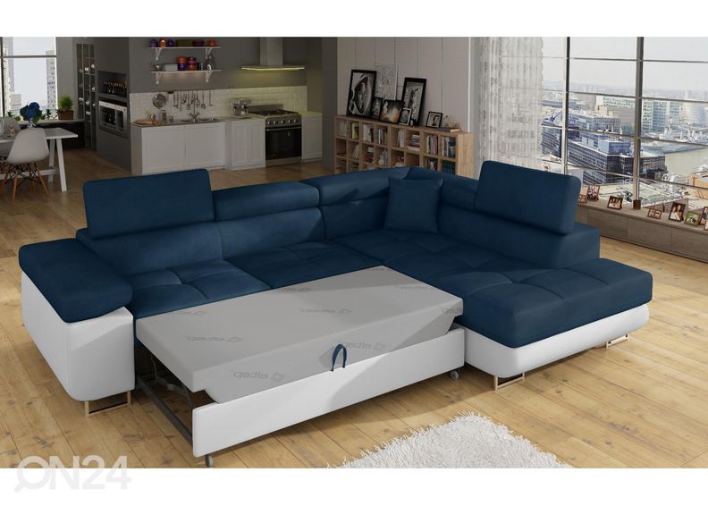 Kulmavuodesohva vuodevaatelaatikolla Bremen kuvasuurennos