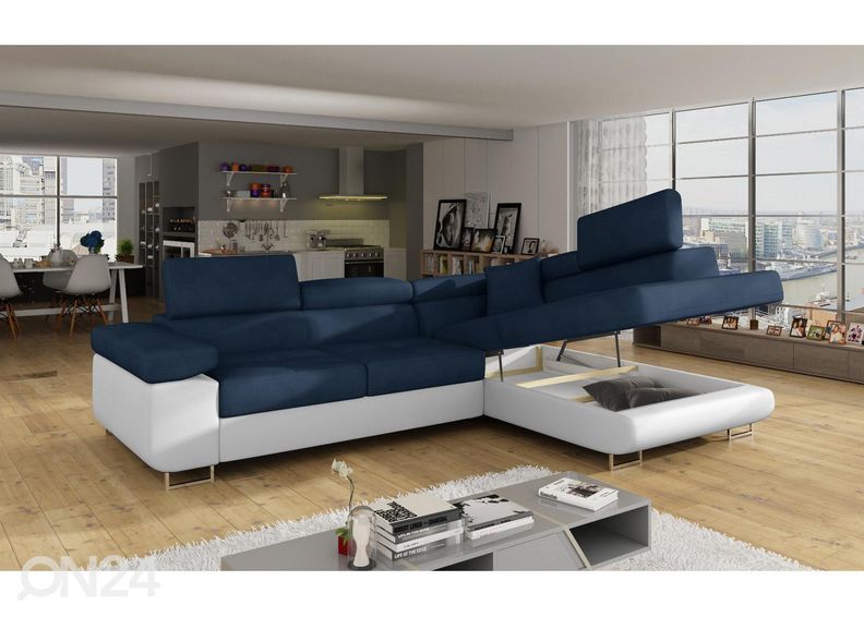 Kulmavuodesohva vuodevaatelaatikolla Bremen kuvasuurennos