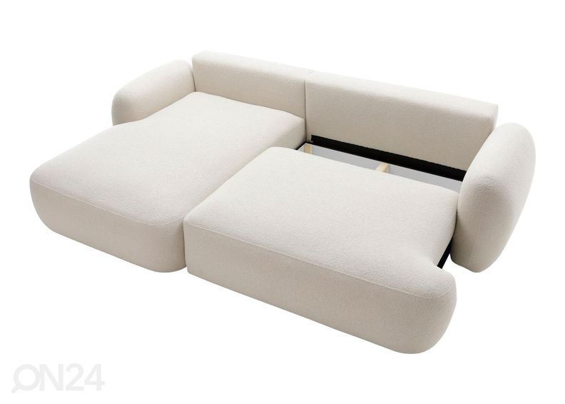 Kulmavuodesohva vuodevaatelaatikolla Maano kuvasuurennos