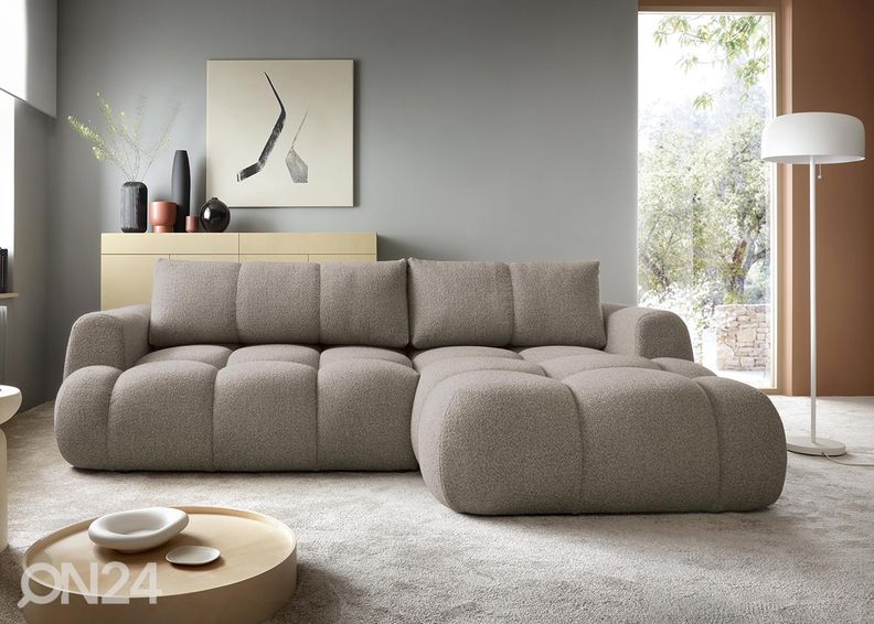 Kulmavuodesohva vuodevaatelaatikolla Miina kuvasuurennos