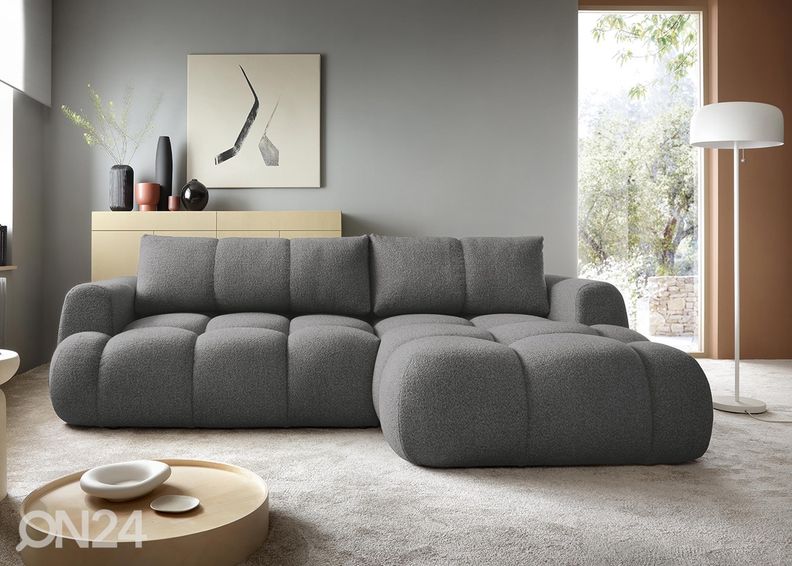 Kulmavuodesohva vuodevaatelaatikolla Miina kuvasuurennos