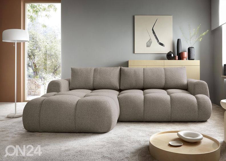 Kulmavuodesohva vuodevaatelaatikolla Miina kuvasuurennos