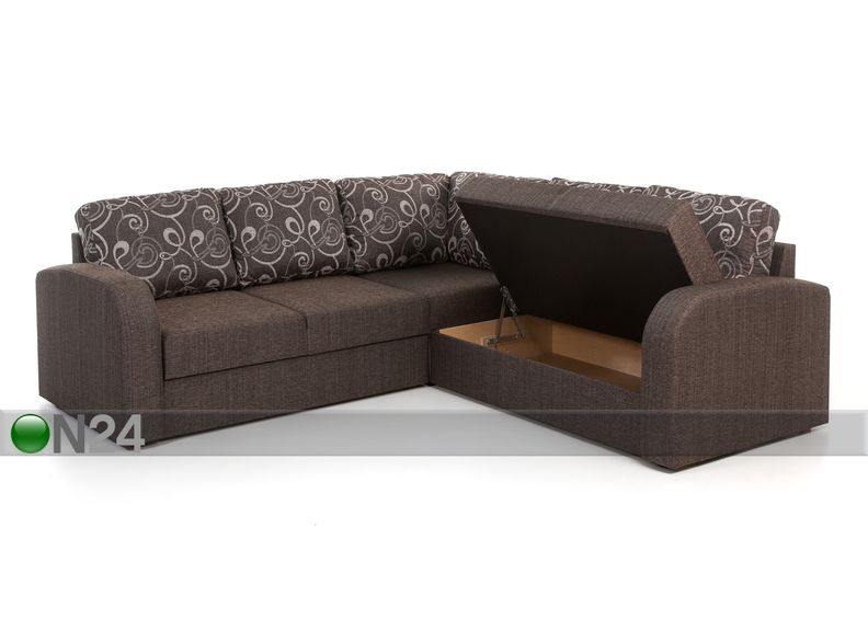 Kulmavuodesohva vuodevaatelaatikolla Rowena kuvasuurennos