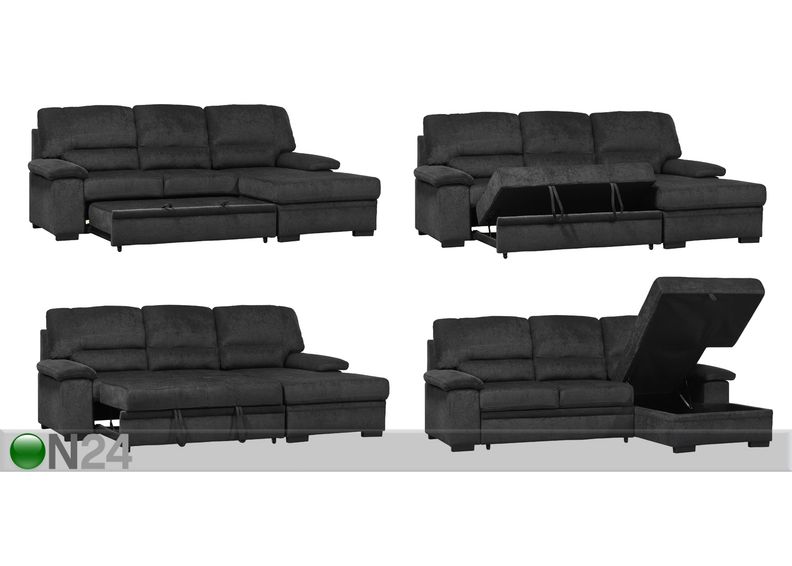 Kulmavuodesohva vuodevaatelaatikolla Sybil kuvasuurennos