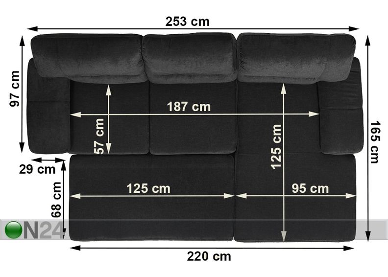 Kulmavuodesohva vuodevaatelaatikolla Sybil kuvasuurennos
