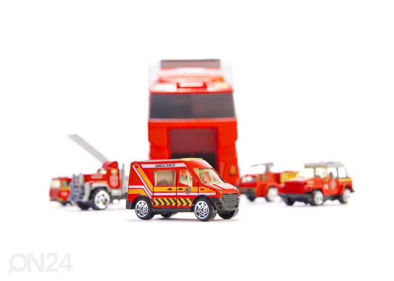 Kuorma-auto + 6 metallista pienoismalli autoa kuvasuurennos