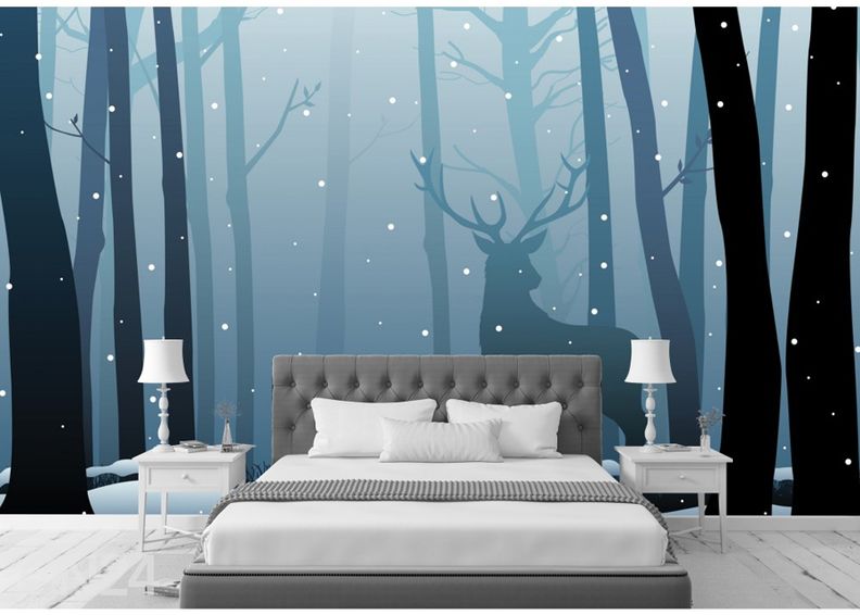 Kuvatapetti Deer in the dark wood 365x254cm kuvasuurennos