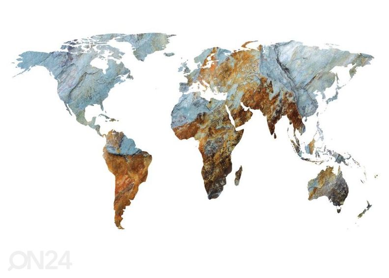 Kuvatapetti Rock Textured World Map on the White Background 400x260 cm kuvasuurennos