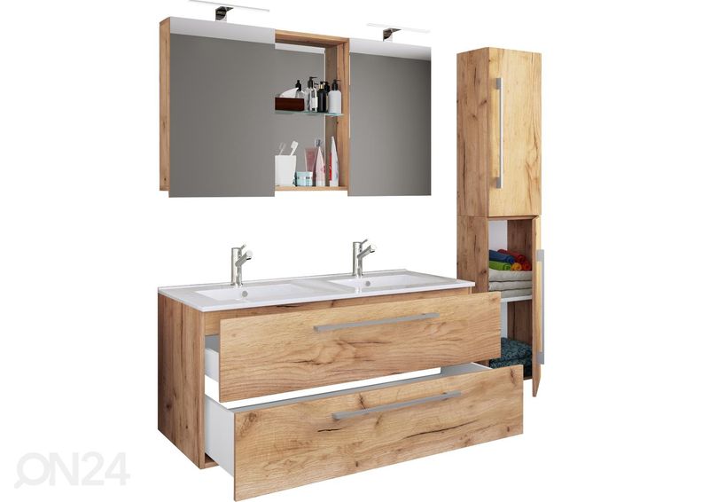 Kylpyhuoneen kalusteet Budasi 2-osaisella pesualtaalla kuvasuurennos