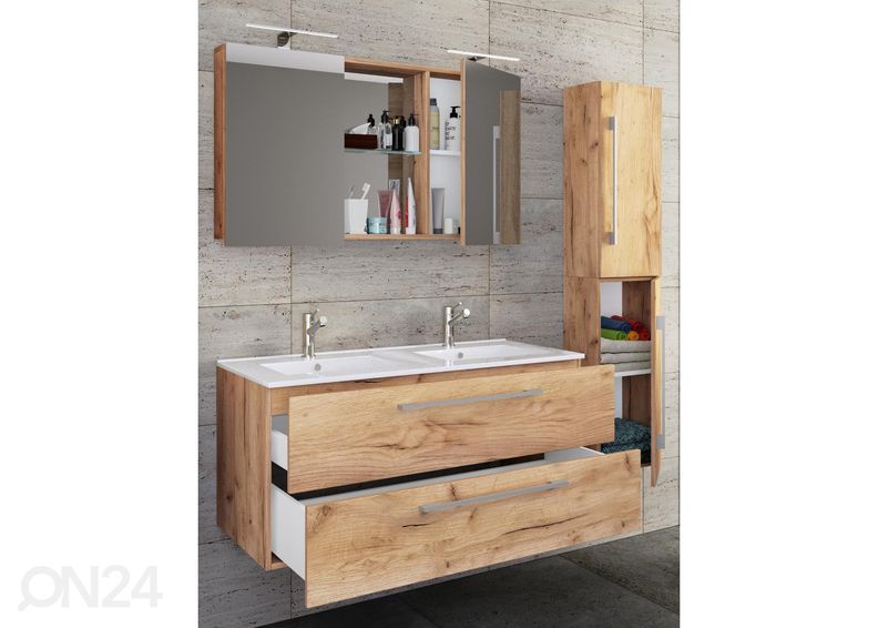 Kylpyhuoneen kalusteet Budasi 2-osaisella pesualtaalla kuvasuurennos