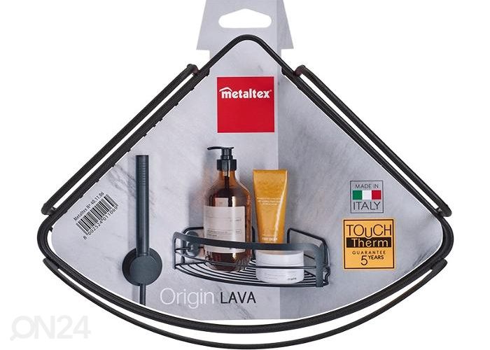 Kylpyhuoneen kulmahylly Origin, 20x20x6 cm, musta kuvasuurennos