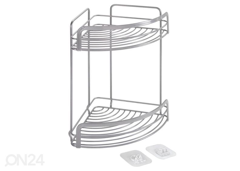 Kylpyhuoneen kulmahylly Origin Luxy Ufix 2x, 20x20x30 cm, kromi kuvasuurennos