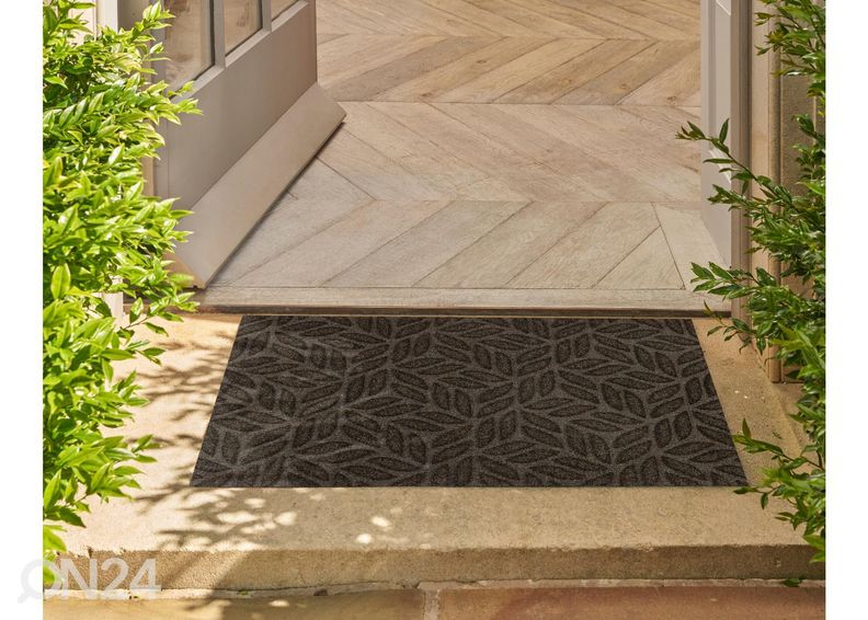 Kynnysmatto Dune Leaves dark brown 45x75 cm kuvasuurennos