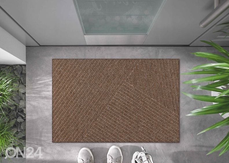 Kynnysmatto Dune Stripes taupe 45x75 cm kuvasuurennos