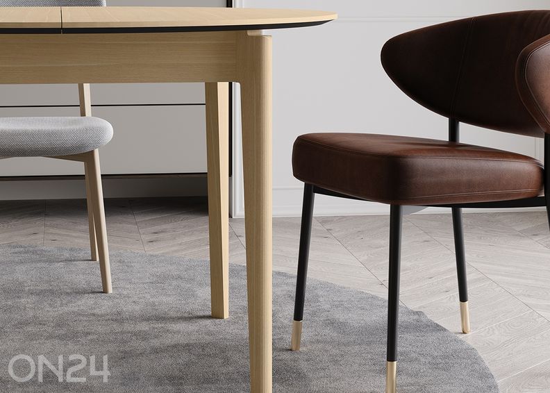 Laajennettava ruokapöytä Plot Ø120x120/240 cm kuvasuurennos