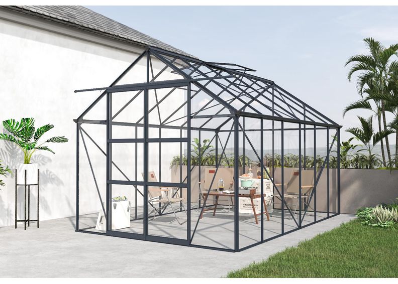 Lasikasvihuone Elegant 8,94 m², harmaa kuvasuurennos