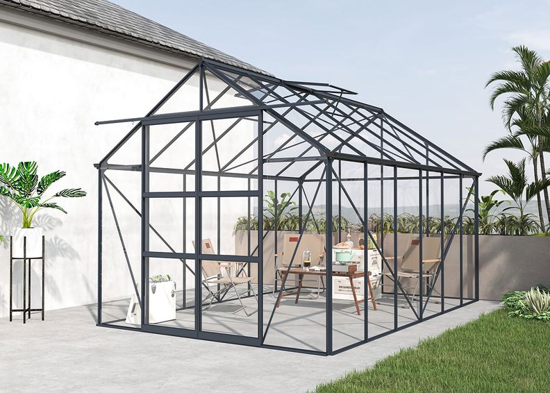 Lasikasvihuone Elegant 8,94 m², harmaa kuvasuurennos