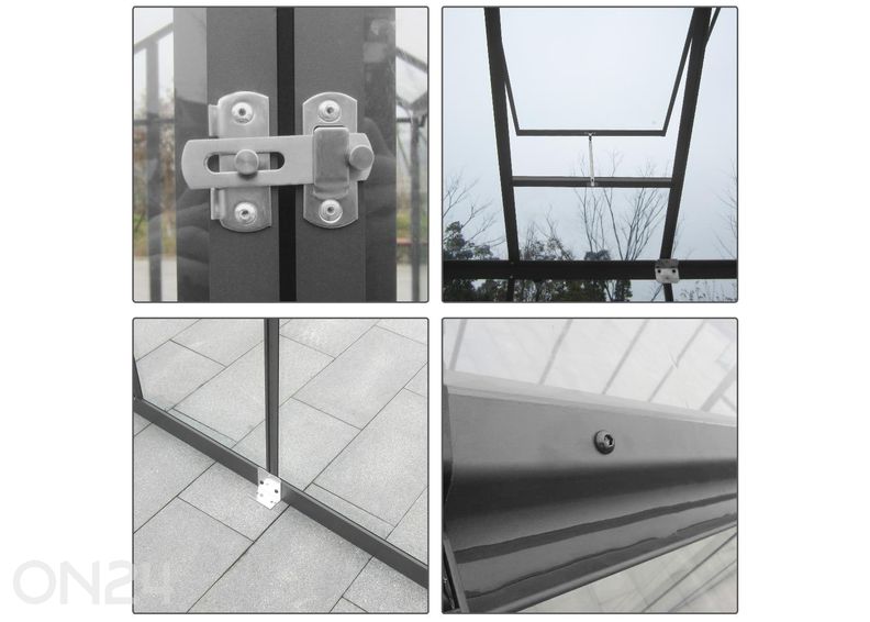 Lasinen kasvihuone 5,7 m² hall kuvasuurennos