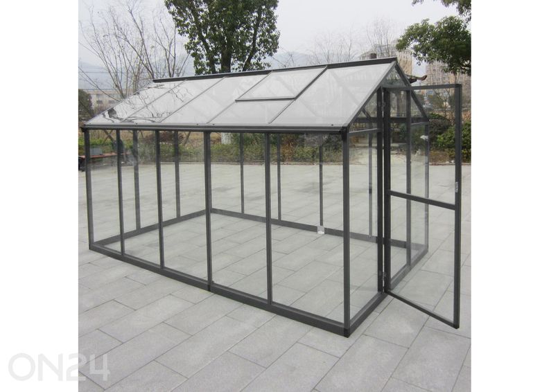 Lasinen kasvihuone 5,7 m² hall kuvasuurennos